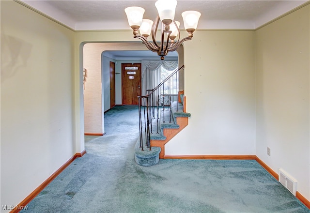 interior space featuring a chandelier