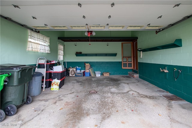 garage with a garage door opener