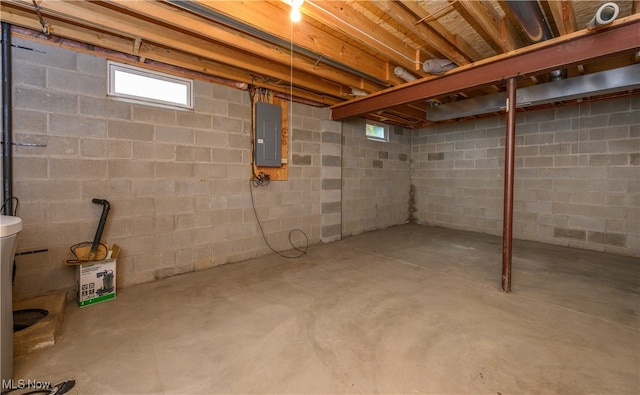 basement with electric panel