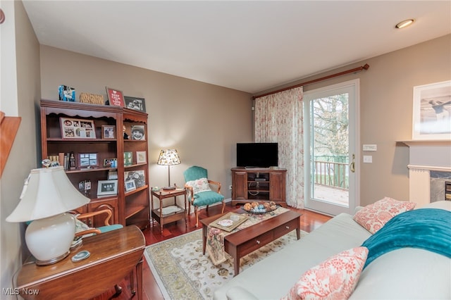 living room featuring hardwood / wood-style flooring