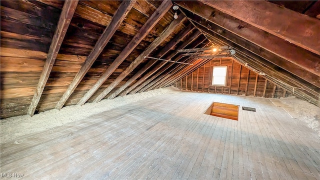 view of unfinished attic