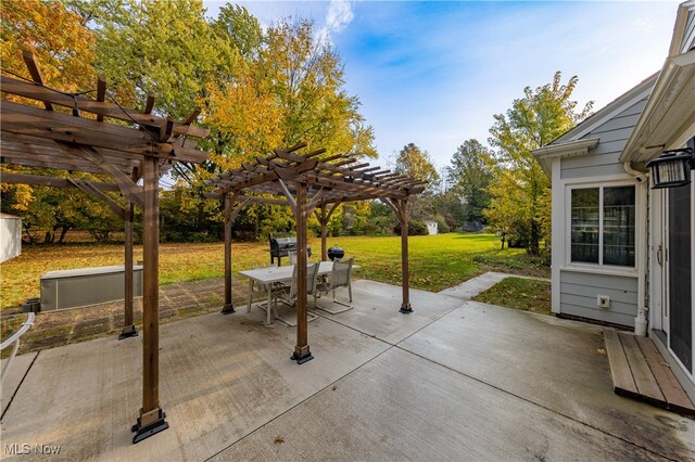 view of patio featuring a pergola and area for grilling