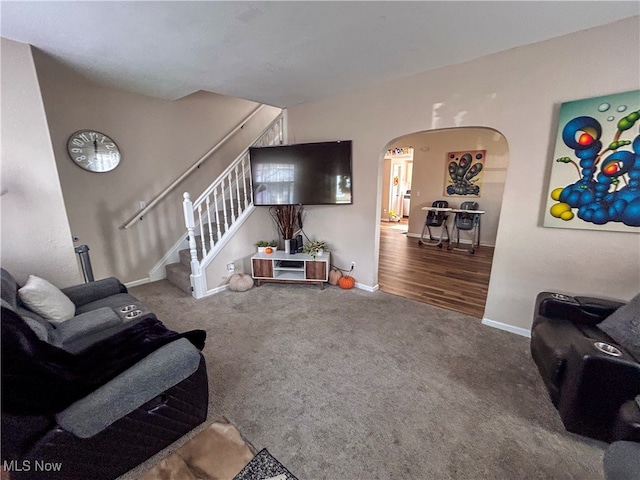 living room with hardwood / wood-style floors