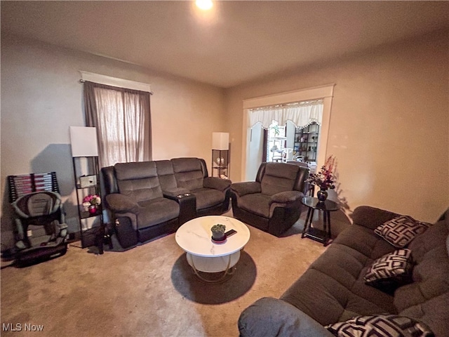 living room with light carpet