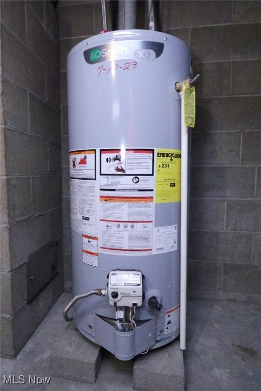 utility room featuring gas water heater