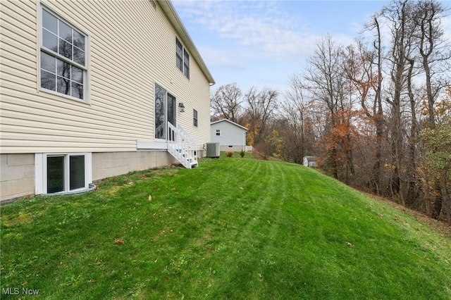 view of yard featuring cooling unit