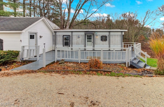 view of front facade featuring a deck