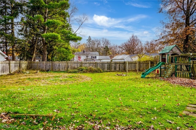 view of yard featuring a playground