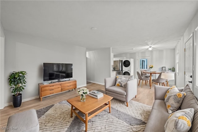 living room with light hardwood / wood-style floors