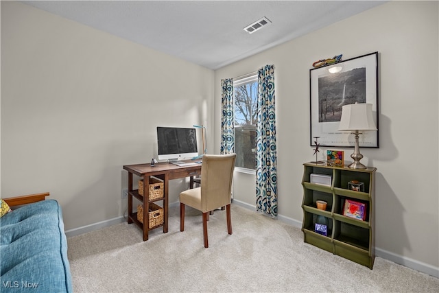 office featuring light colored carpet