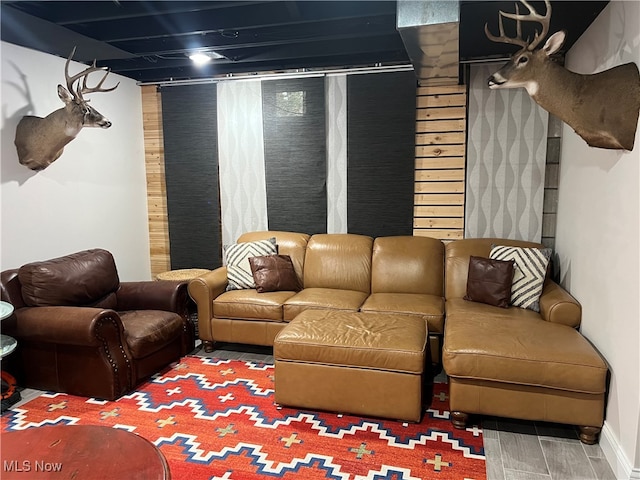 living room with wood-type flooring