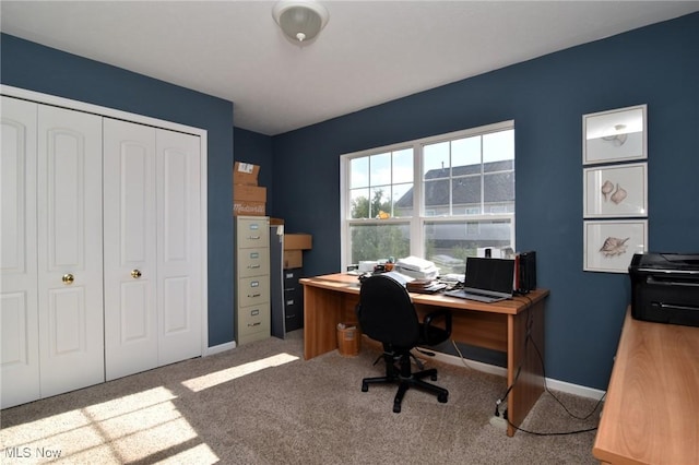 home office featuring carpet floors