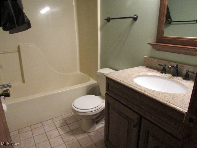 full bathroom featuring tile patterned flooring, vanity, toilet, and tub / shower combination