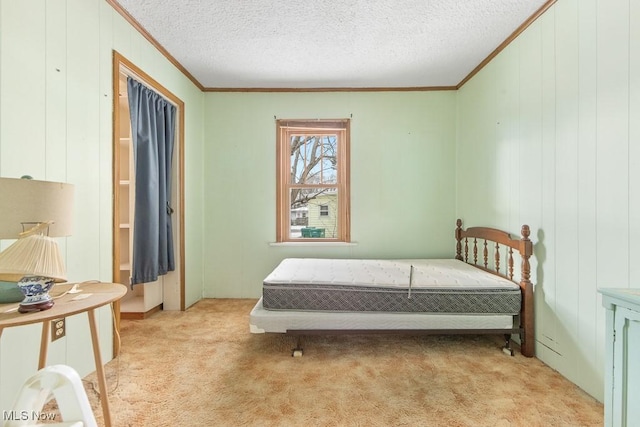18061 Derr Ave, Beloit, OH 44609 - bedroom featuring crown molding, light carpet, and a textured ceiling