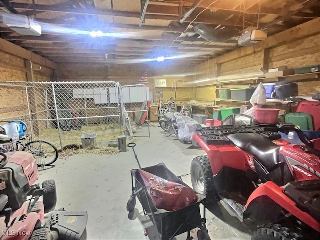 garage with a garage door opener