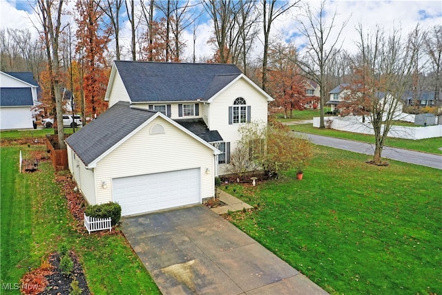 view of front of home with a front lawn