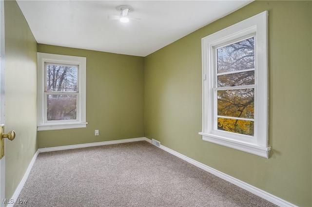 unfurnished room with carpet flooring and plenty of natural light