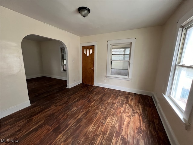 entrance foyer featuring plenty of natural light and dark hardwood / wood-style flooring