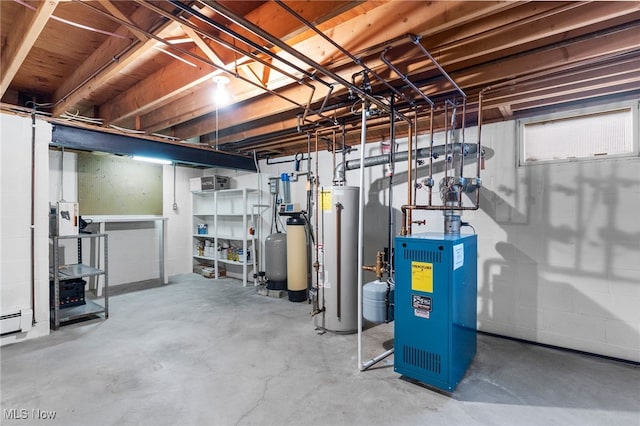 basement featuring water heater