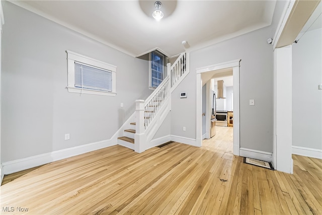 interior space with light hardwood / wood-style flooring