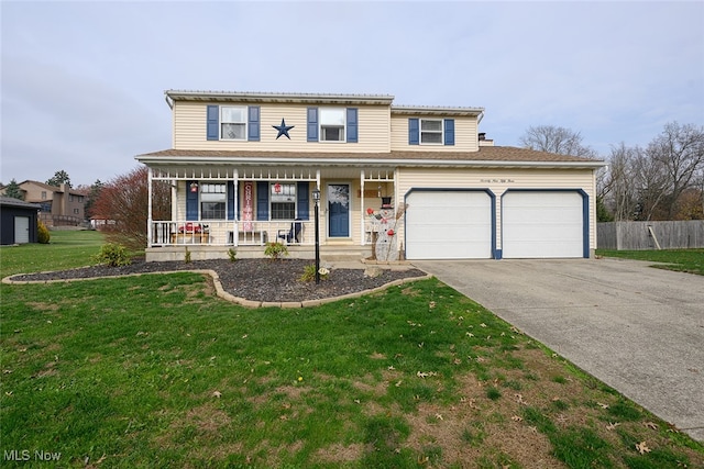 front of property featuring covered porch and a front yard