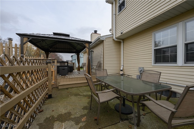 view of patio / terrace with a gazebo and a deck