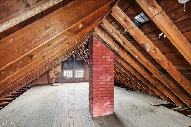 view of unfinished attic