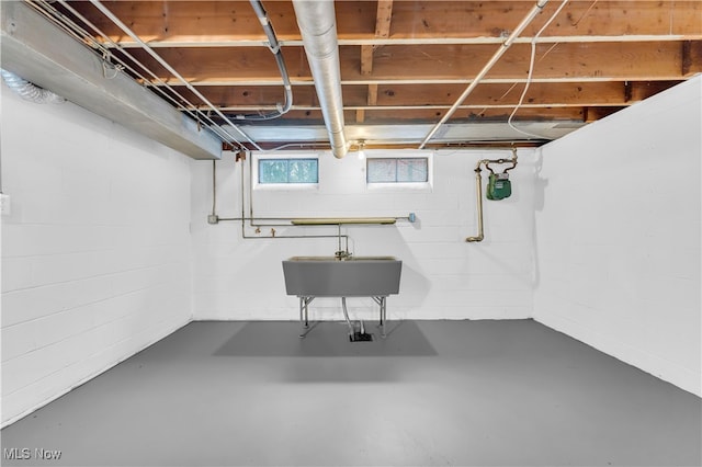 basement with sink