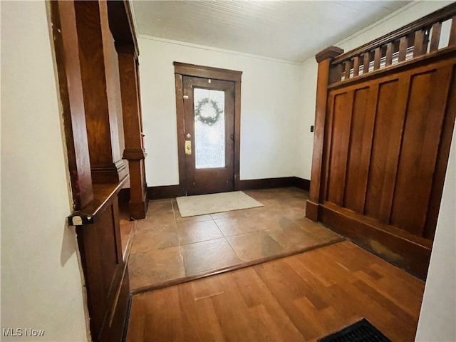 foyer entrance with dark wood-type flooring