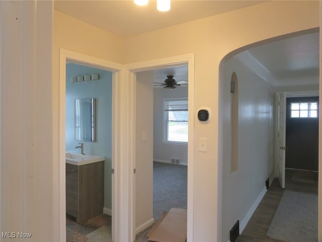 hallway with sink