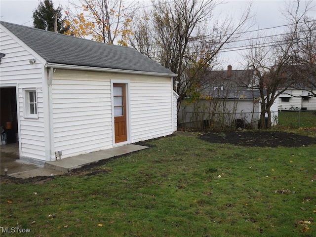 exterior space with an outbuilding