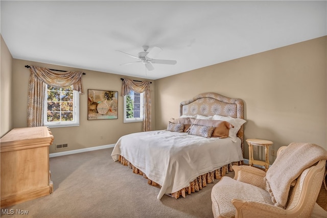 bedroom with carpet and ceiling fan