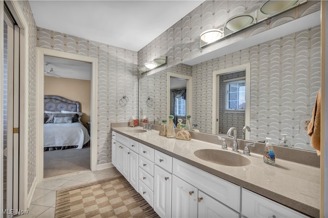 bathroom featuring vanity and tile patterned floors