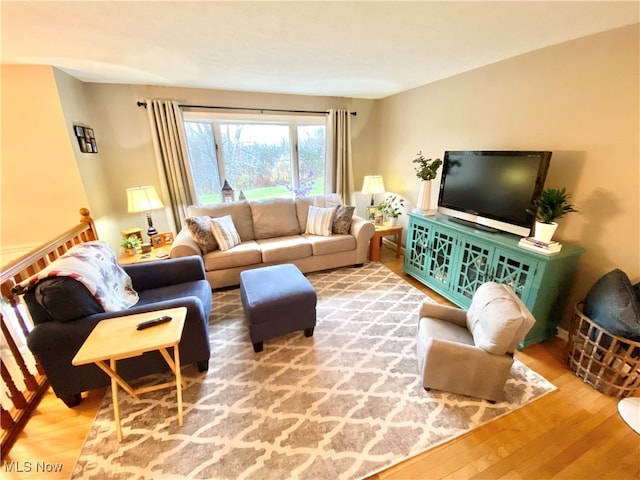 living room with hardwood / wood-style floors