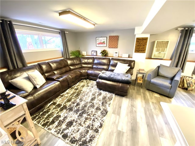 living room with hardwood / wood-style flooring