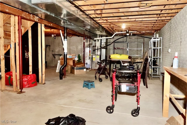 basement featuring gas water heater