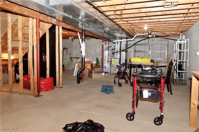 basement with water heater