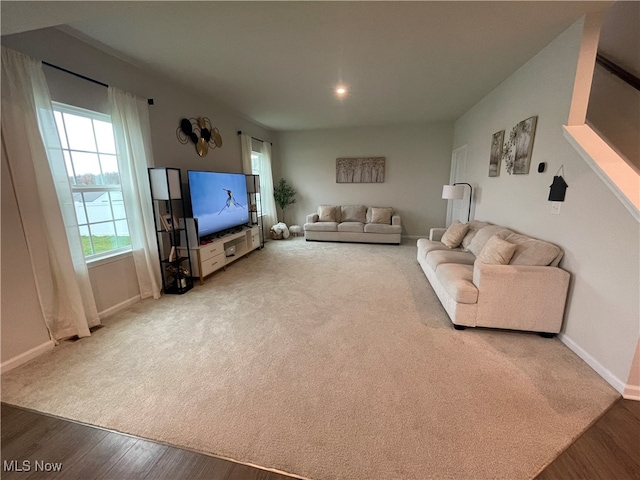 living room with hardwood / wood-style flooring