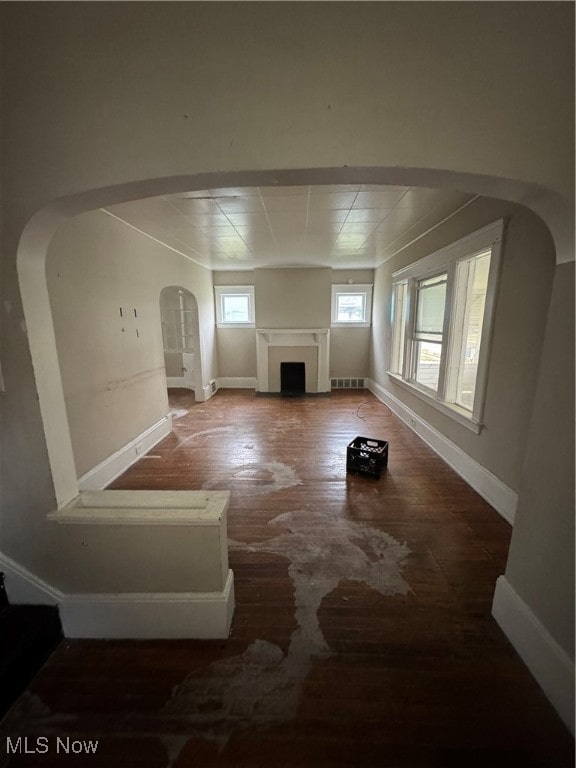 unfurnished living room with wood-type flooring