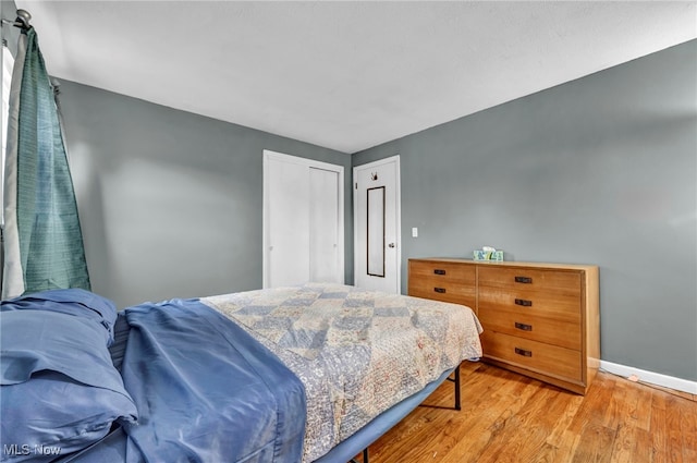 bedroom featuring a closet and wood-type flooring