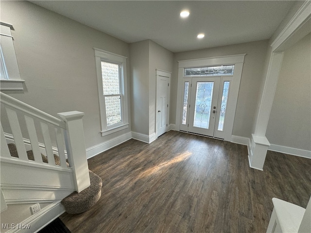 entrance foyer with dark wood-type flooring