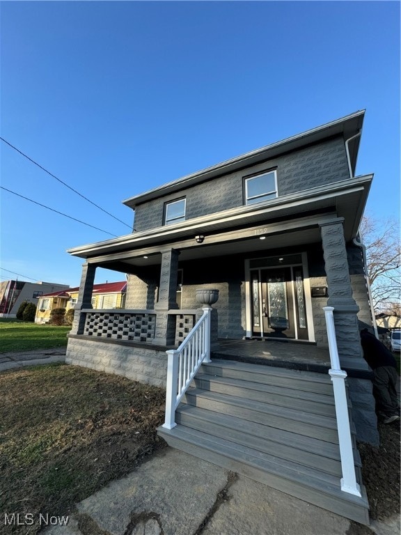 view of front of property with covered porch