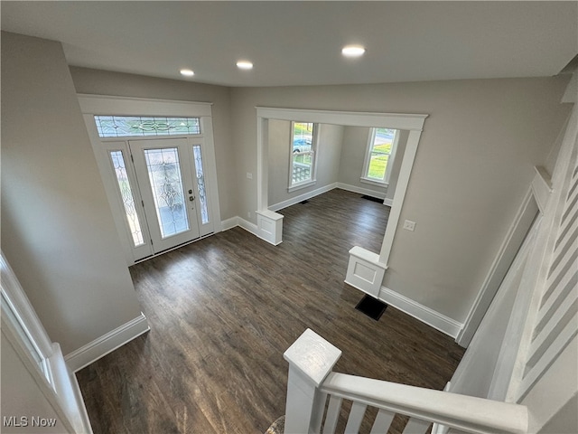 entrance foyer with dark wood-type flooring