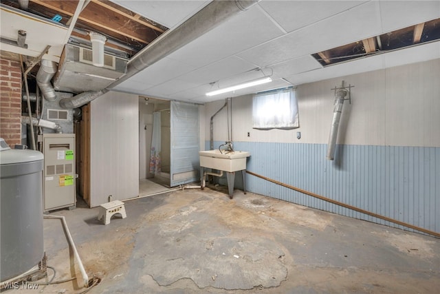 basement with sink