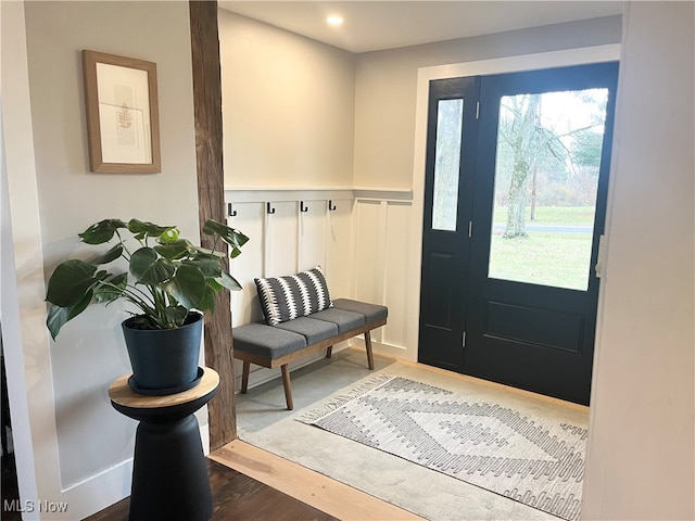 interior space with hardwood / wood-style flooring