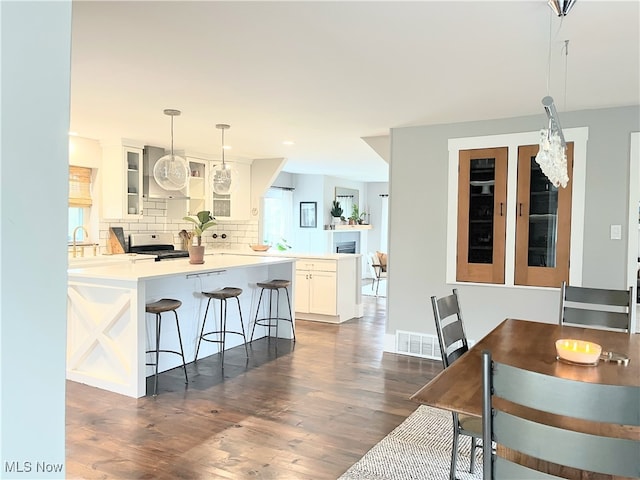 interior space with dark hardwood / wood-style flooring