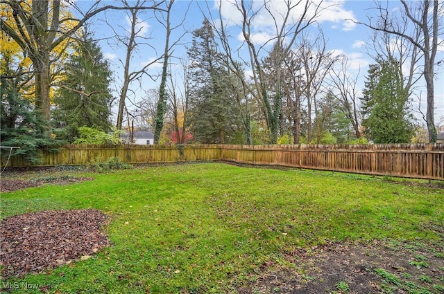 view of yard featuring a fenced backyard