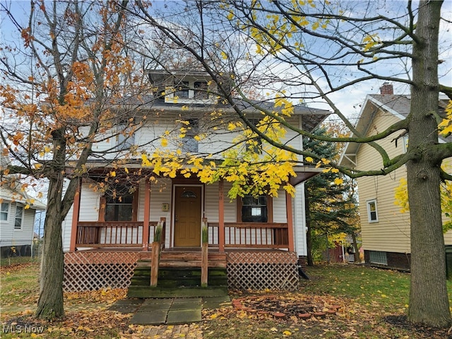 view of front of property featuring covered porch