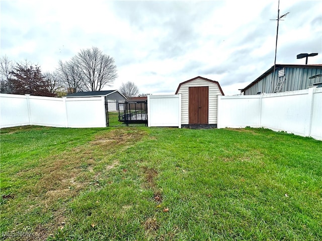 view of yard with a storage unit