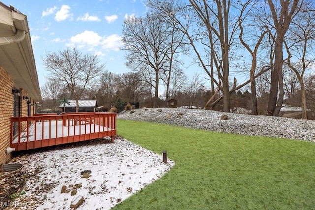 view of yard with a deck